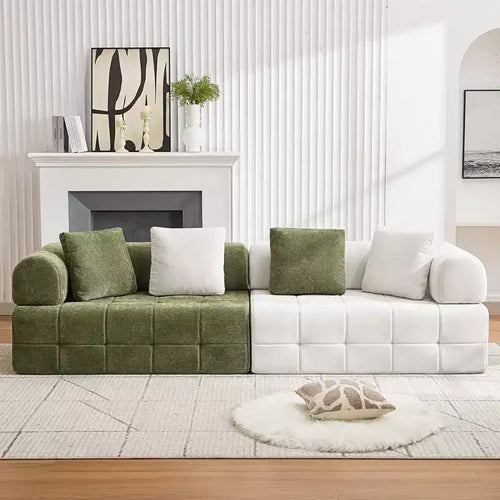 110.23 in. W Colorblock Modular 4-Seater Chenille Sofa with Curved Armrests