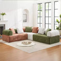 Canapé modulable 4 places en chenille avec accoudoirs incurvés, color block, largeur 279,98 cm