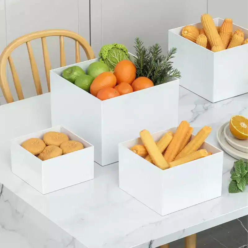 Ensemble de 6 rehausseurs de buffet (tailles 6,7,8,9,10,11), rehausseurs alimentaires pour table de buffet, étagère de présentation en acrylique pour dessert, rehausseurs gigognes en forme de cubes