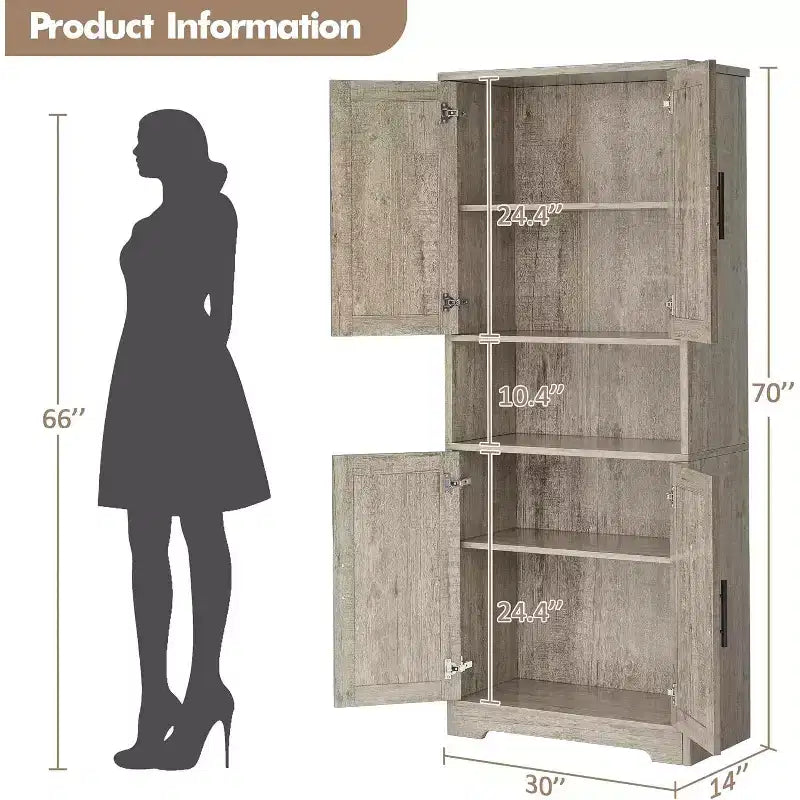 Armoire de rangement haute de 178 cm, buffet de cuisine moderne avec support micro-ondes et étagères réglables, idéale pour la salle à manger, la salle de bain