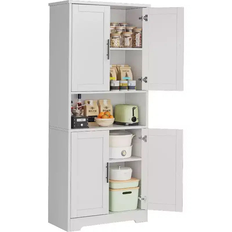 Armoire de rangement haute de 178 cm, buffet de cuisine moderne avec support micro-ondes et étagères réglables, idéale pour la salle à manger, la salle de bain