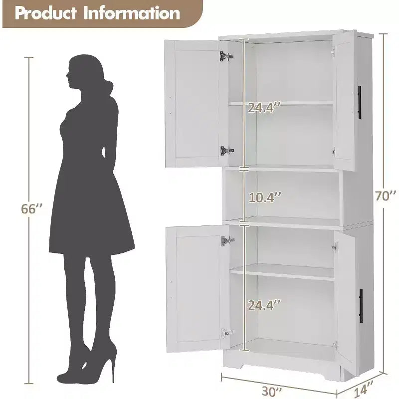 Armoire de rangement haute de 178 cm, buffet de cuisine moderne avec support micro-ondes et étagères réglables, idéale pour la salle à manger, la salle de bain