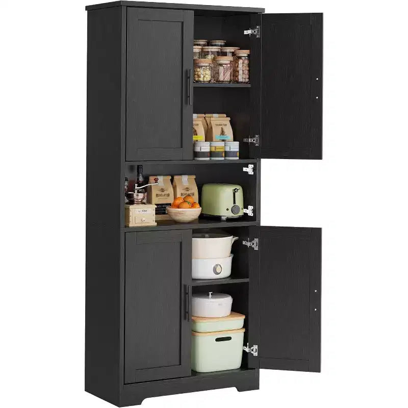 Armoire de rangement haute de 178 cm, buffet de cuisine moderne avec support micro-ondes et étagères réglables, idéale pour la salle à manger, la salle de bain