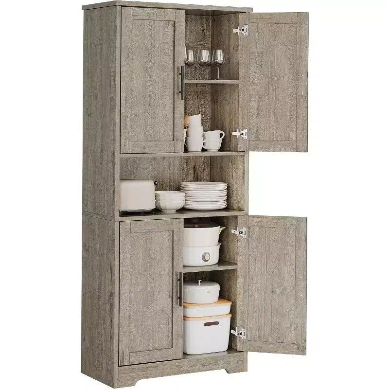 Armoire de rangement haute de 178 cm, buffet de cuisine moderne avec support micro-ondes et étagères réglables, idéale pour la salle à manger, la salle de bain