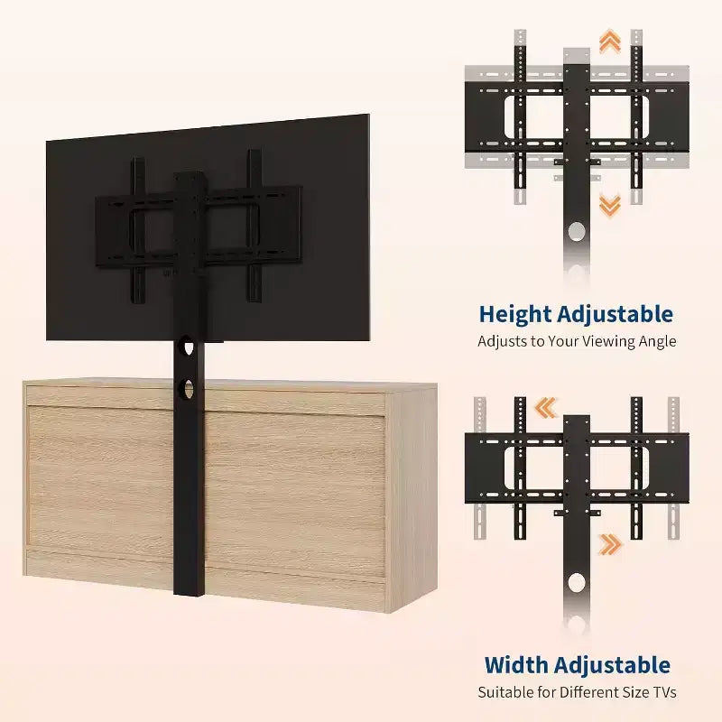 Meuble TV Naturel 6 Tiroirs de 120 cm, Meuble TV en Rotin pour Téléviseurs de 32 à 85 Pouces, pour Salon, Montage Facile
