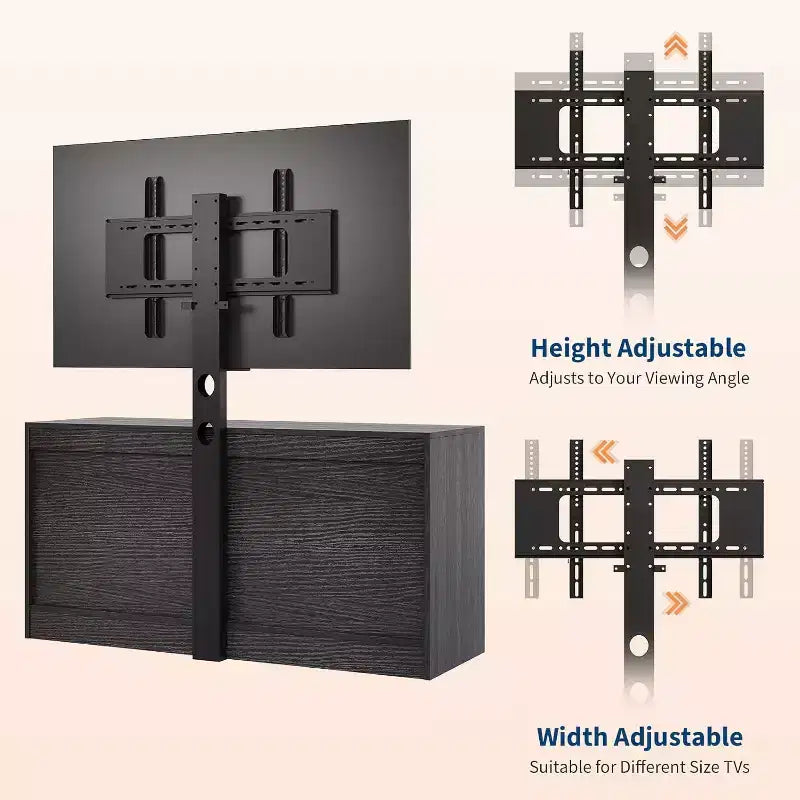 Meuble TV Naturel 6 Tiroirs de 120 cm, Meuble TV en Rotin pour Téléviseurs de 32 à 85 Pouces, pour Salon, Montage Facile