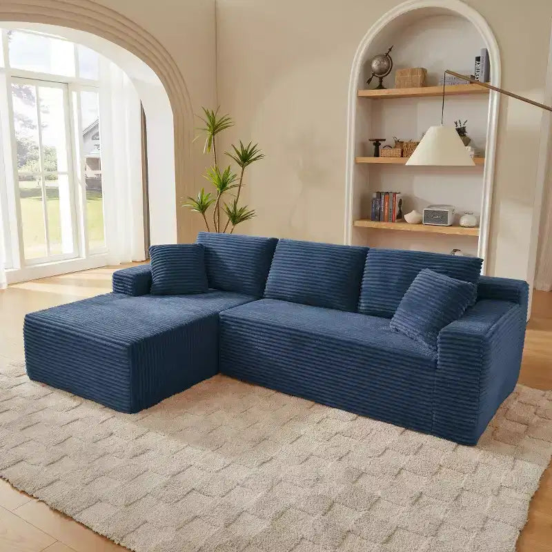 103 Canapé modulable moderne avec méridienne, canapé d'angle en velours côtelé avec assise profonde pour petit salon ou salle familiale - Panipeachy