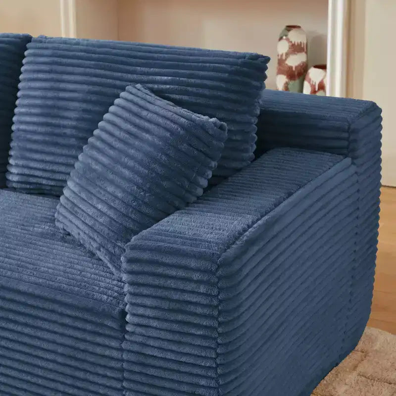 103 Canapé modulable moderne avec méridienne, canapé d'angle en velours côtelé avec assise profonde pour petit salon ou salle familiale - Panipeachy