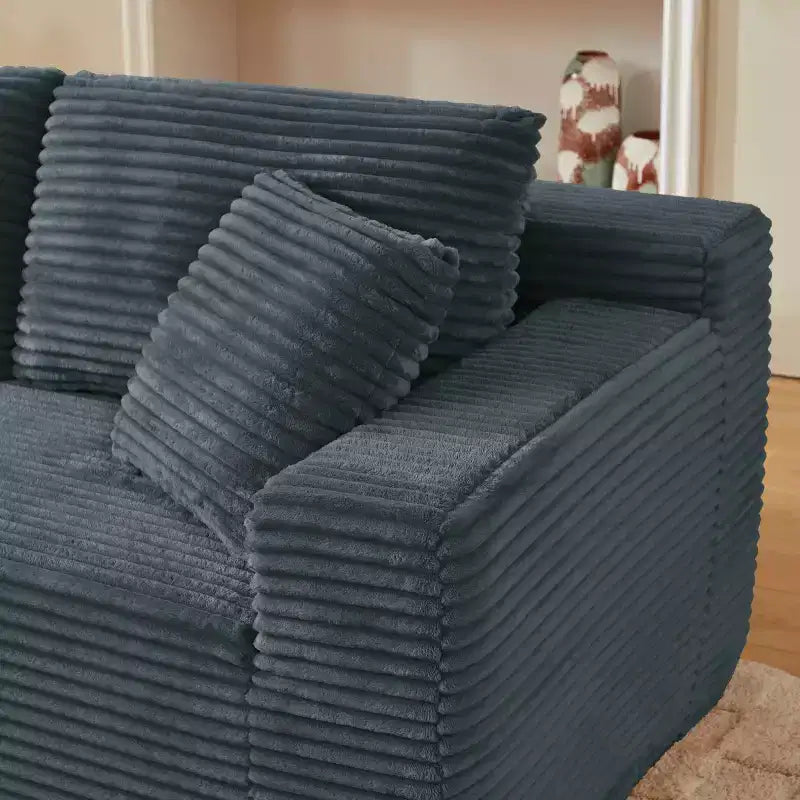 103 Canapé modulable moderne avec méridienne, canapé d'angle en velours côtelé avec assise profonde pour petit salon ou salle familiale - Panipeachy