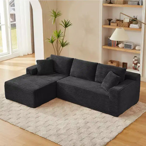 103 Canapé modulable moderne avec méridienne, canapé d'angle en velours côtelé avec assise profonde pour petit salon ou salle familiale - Panipeachy