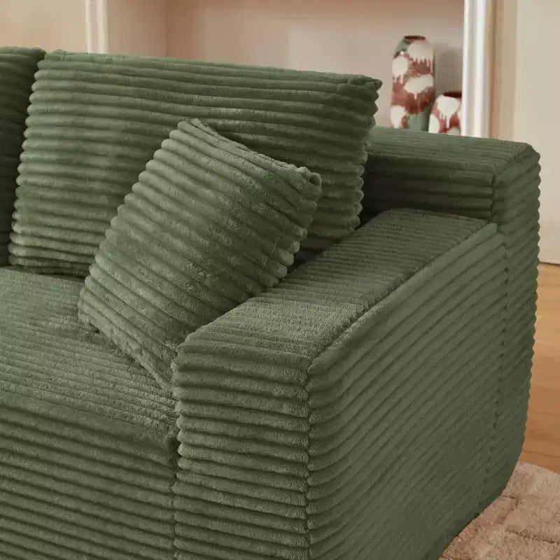 103 Canapé modulable moderne avec méridienne, canapé d'angle en velours côtelé avec assise profonde pour petit salon ou salle familiale - Panipeachy