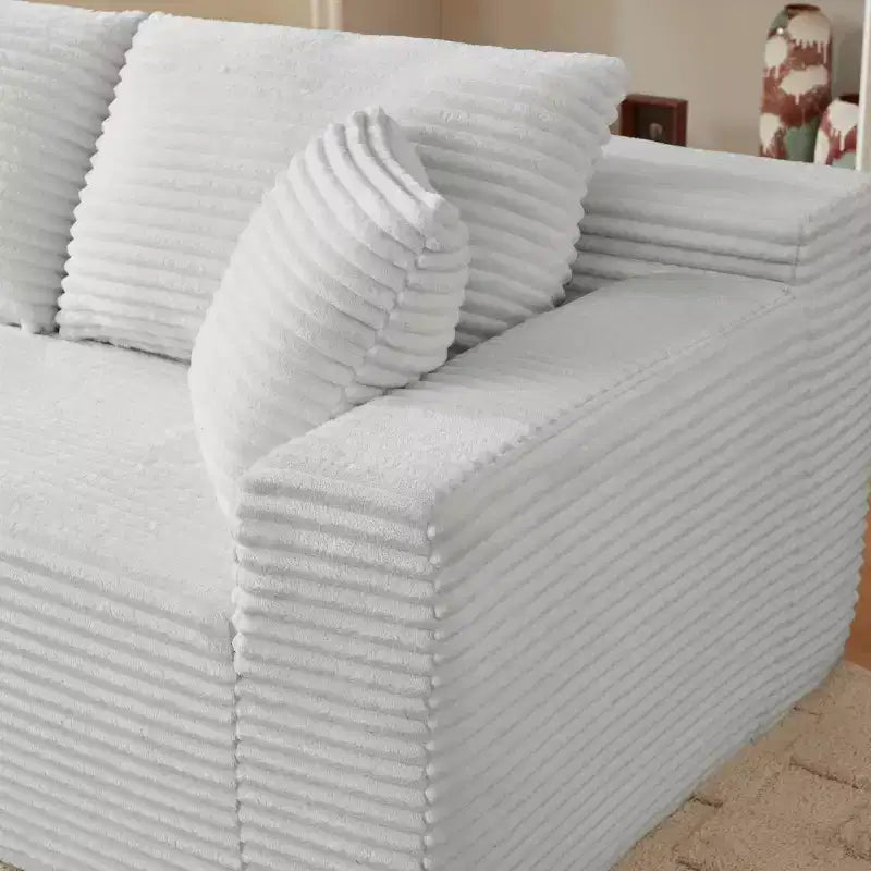 103 Canapé modulable moderne avec méridienne, canapé d'angle en velours côtelé avec assise profonde pour petit salon ou salle familiale - Panipeachy