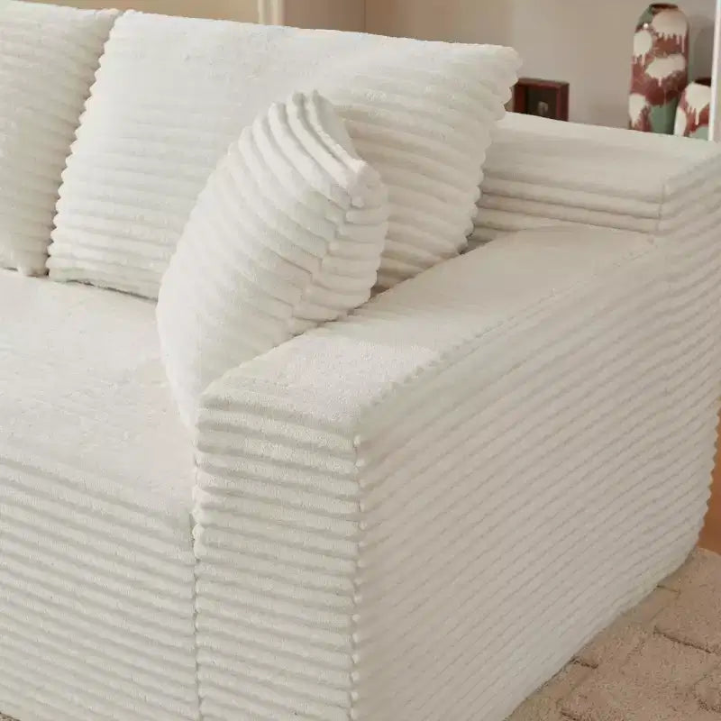 103 Canapé modulable moderne avec méridienne, canapé d'angle en velours côtelé avec assise profonde pour petit salon ou salle familiale - Panipeachy