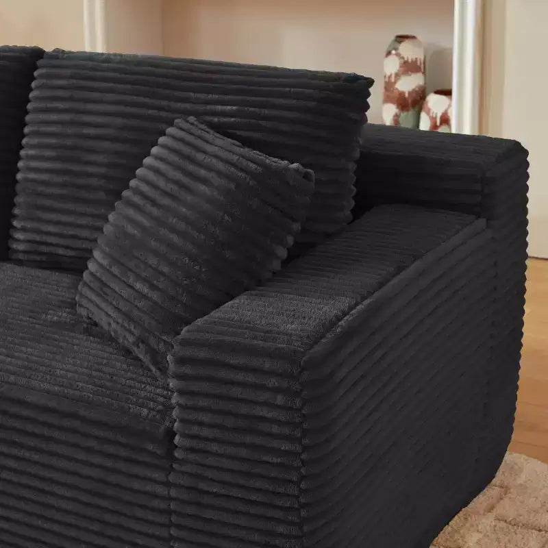 103 Canapé modulable moderne avec méridienne, canapé d'angle en velours côtelé avec assise profonde pour petit salon ou salle familiale - Panipeachy