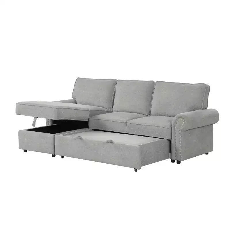 Canapé Sectionnel Moderne avec Rangement et Dossier Rabattable, Canapé-Lit Convertible pour Salon ou Salle Familiale-Panipeachy