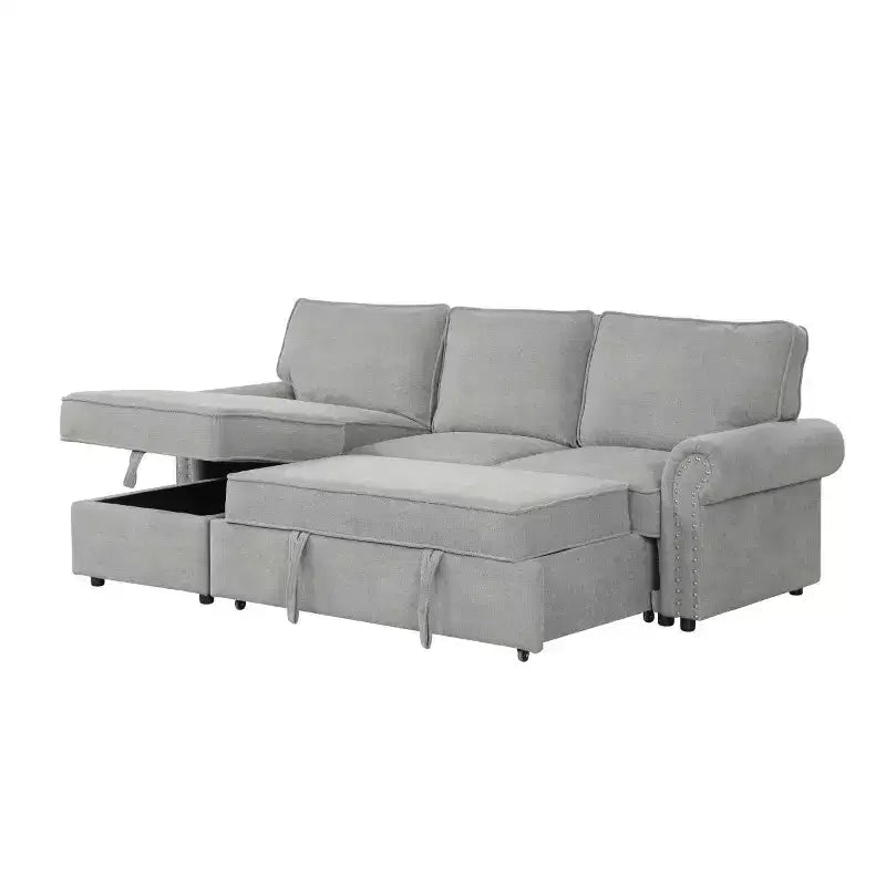 Canapé Sectionnel Moderne avec Rangement et Dossier Rabattable, Canapé-Lit Convertible pour Salon ou Salle Familiale-Panipeachy