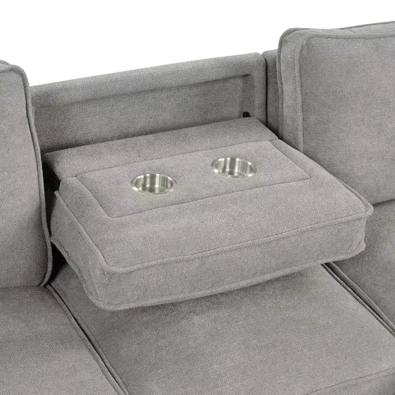 Canapé Sectionnel Moderne avec Rangement et Dossier Rabattable, Canapé-Lit Convertible pour Salon ou Salle Familiale-Panipeachy