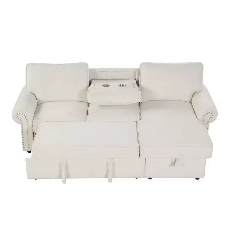 Canapé Sectionnel Moderne avec Rangement et Dossier Rabattable, Canapé-Lit Convertible pour Salon ou Salle Familiale-Panipeachy