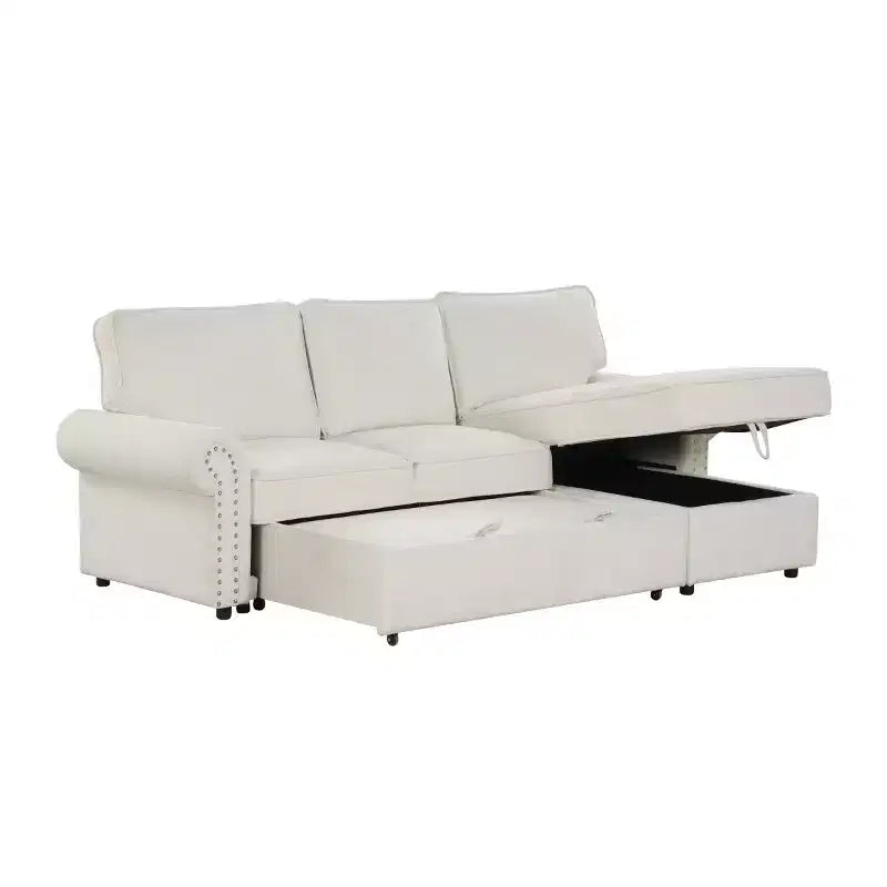 Canapé Sectionnel Moderne avec Rangement et Dossier Rabattable, Canapé-Lit Convertible pour Salon ou Salle Familiale-Panipeachy