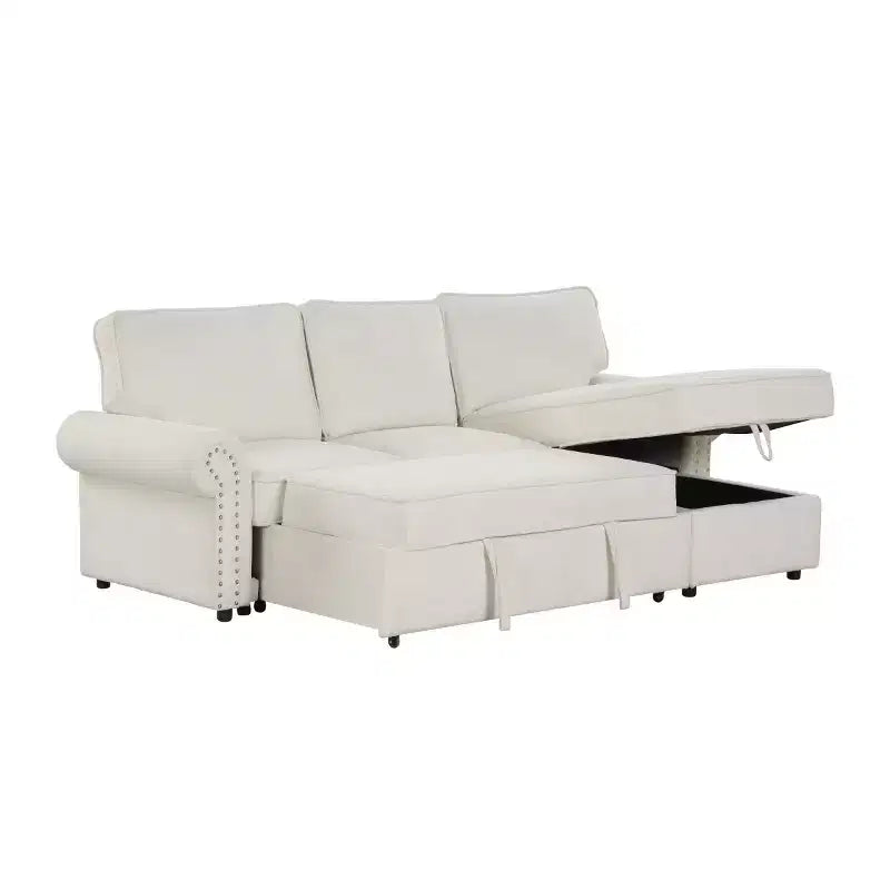 Canapé Sectionnel Moderne avec Rangement et Dossier Rabattable, Canapé-Lit Convertible pour Salon ou Salle Familiale-Panipeachy