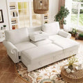 95 Modern Fabric Sectional Sofa with Storage Chaise and Pull-Down Backrest, Convertible Sleeper Sofa for Living Room or Family Room-Panipeachy