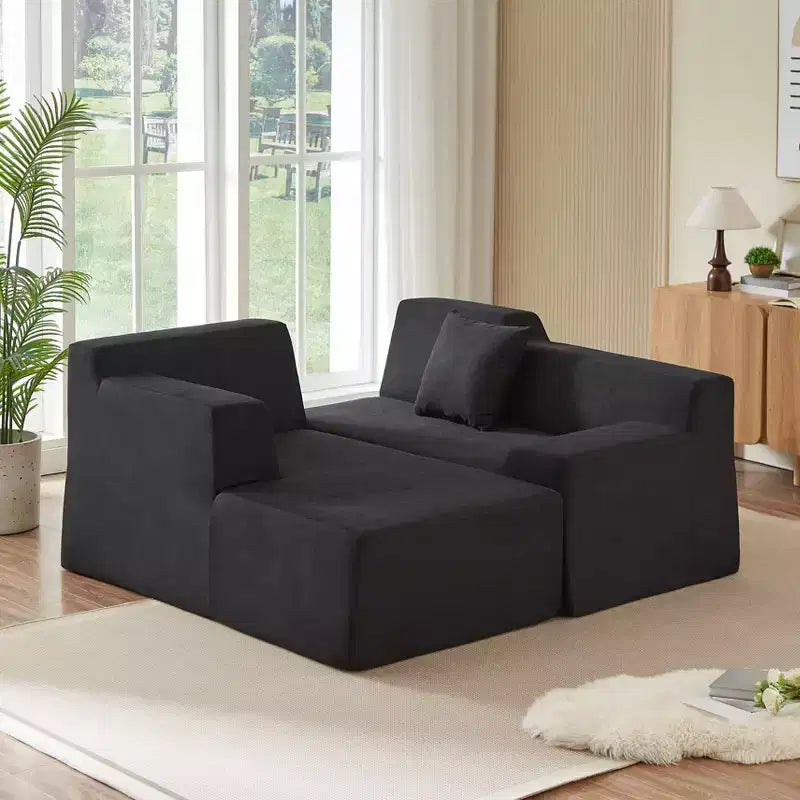 GDFStudio Celine, canapé sectionnel moderne à 3 places en velours côtelé en forme de L de 245 cm
