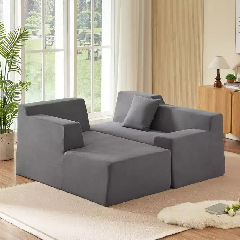 GDFStudio Celine, canapé sectionnel moderne à 3 places en velours côtelé en forme de L de 245 cm