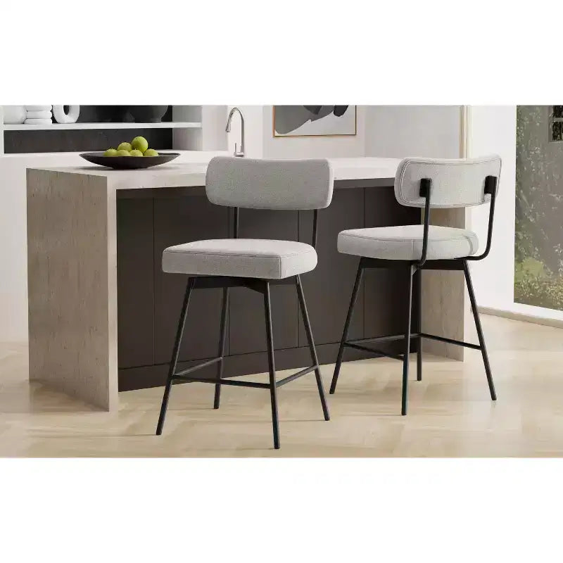 Tabouret de comptoir pivotant Meredith Contemporary Modern (ensemble de 2) en polyester lin