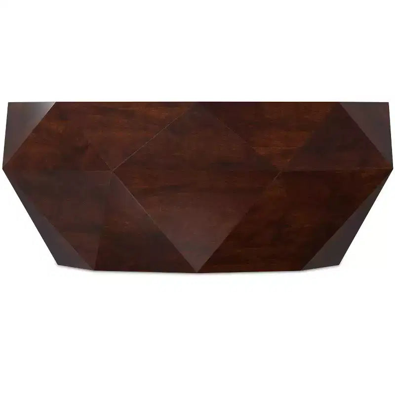 Table basse contemporaine Paros en bois d'acacia massif de 89 cm de large, de forme irrégulière, entièrement assemblée