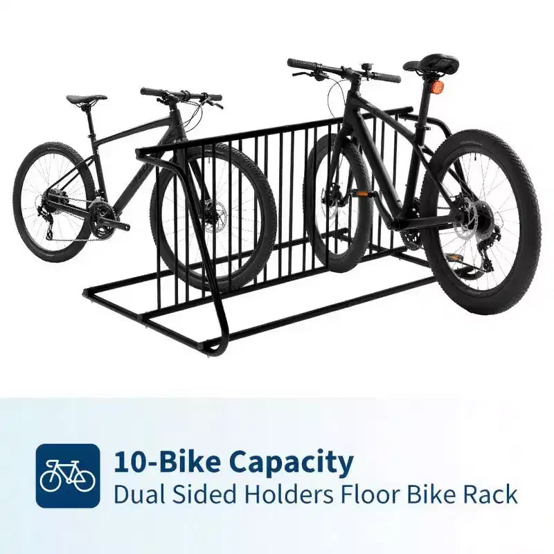 Support à vélos commercial robuste, support de rangement autoportant pour 10 vélos, organisateur en acier pour garage, école, magasin, extérieur, noir