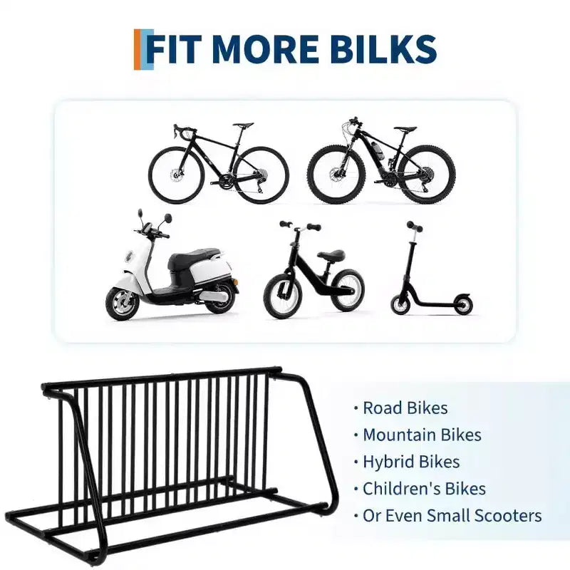 Support à vélos commercial robuste, support de rangement autoportant pour 10 vélos, organisateur en acier pour garage, école, magasin, extérieur, noir