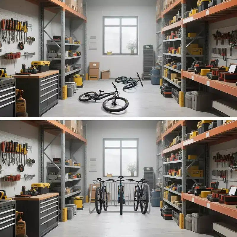 Support à vélos commercial robuste, support de rangement autoportant pour 10 vélos, organisateur en acier pour garage, école, magasin, extérieur, noir