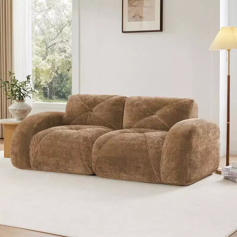 Canapé sectionnel moderne Cloud, petit canapé 2 places en tissu velours doux et éponge haute densité 32D pour salons ou appartements-Panipeachy