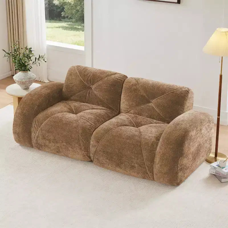 Canapé sectionnel moderne Cloud, petit canapé 2 places en tissu velours doux et éponge haute densité 32D pour salons ou appartements-Panipeachy