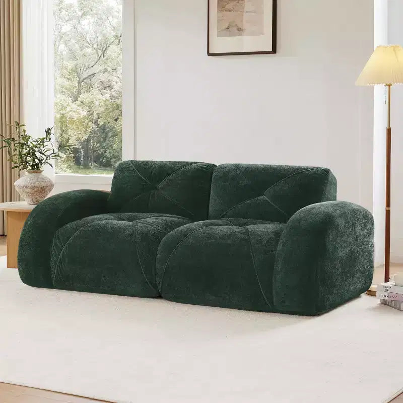 Canapé sectionnel moderne Cloud, petit canapé 2 places en tissu velours doux et éponge haute densité 32D pour salons ou appartements-Panipeachy