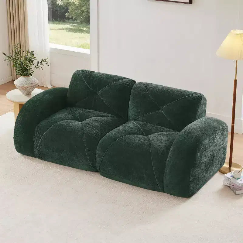 Canapé sectionnel moderne Cloud, petit canapé 2 places en tissu velours doux et éponge haute densité 32D pour salons ou appartements-Panipeachy