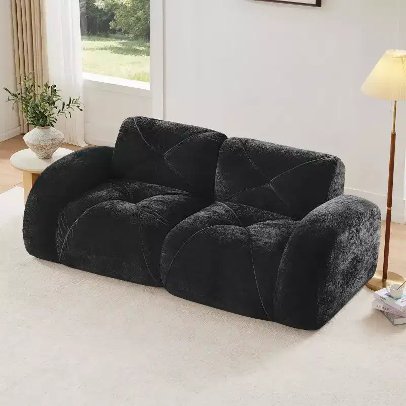 Canapé sectionnel moderne Cloud, petit canapé 2 places en tissu velours doux et éponge haute densité 32D pour salons ou appartements-Panipeachy