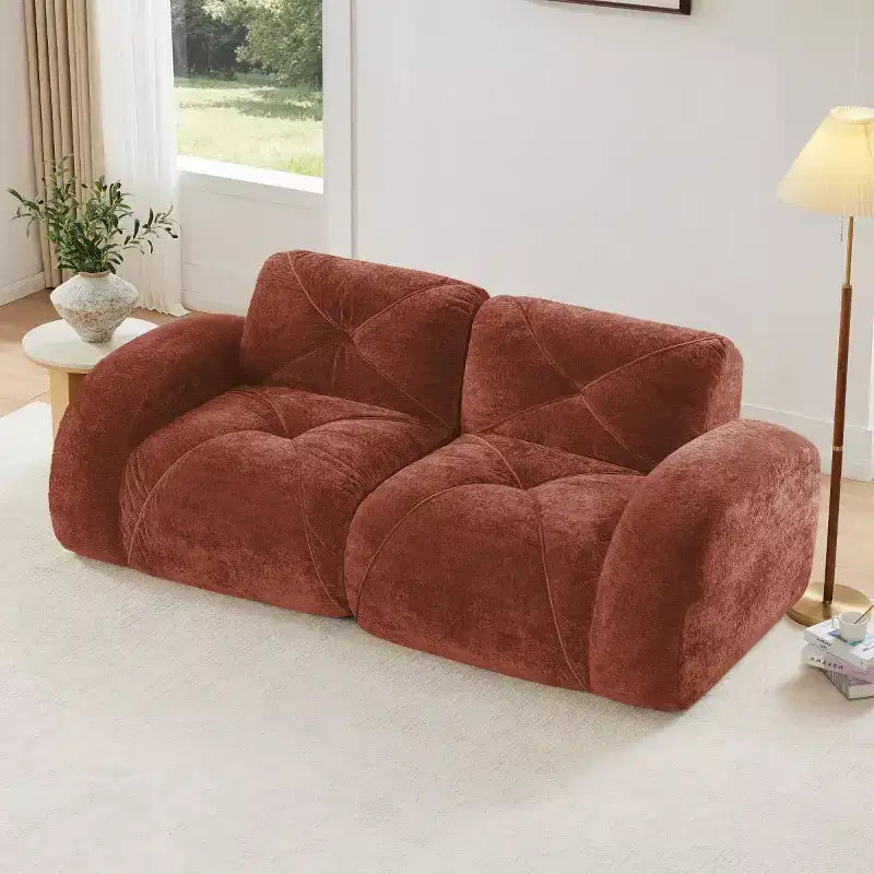 Canapé sectionnel moderne Cloud, petit canapé 2 places en tissu velours doux et éponge haute densité 32D pour salons ou appartements-Panipeachy