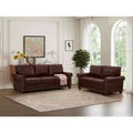 MAYEERTY Line Fabric Upholstery with Storage Sofa, Solid Wood & Metal Frame, Silver Nails Decor for Living Room Buegundy
