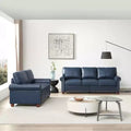 MAYEERTY 2 Pieces Sectional Faux Leather Sofa with Storage Silver Nails for Living Room Navy Blue