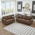 MAYEERTY Modern Sectional Sofas Classic Design with Nails Liing Room 5 Seaters Faux Leather Upgolstered Brown