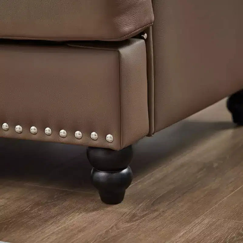 MAYEERTY Canapés modulaires modernes Design classique avec clous Salon 5 places en similicuir rembourré marron