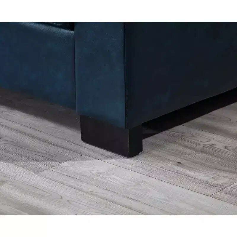 MAYEERTY Canapé sectionnel deux pièces 2+3 places avec porte-gobelets Accoudoir carré Rembourré en similicuir pour salon Bleu marine