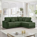 MAYEERTY 93 Sectional Sofa L Shaped Sofa Couch with Reversible Chaise Lounge Upgolstered Soft Curduroy Couch for Living Room Green