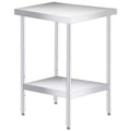 Stainless Steel Table, 2-Tier NSF Heavy Duty Worktable with Adjustable Undershelf, Rust-Resistant Utility Prep Table