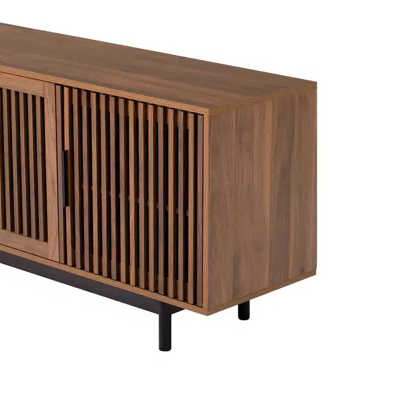 Meuble TV moderne de 78'' pour téléviseurs de 85'', console multimédia, centre de divertissement avec gestion des câbles et charnières à fermeture douce, Noyer - ModernLuxe