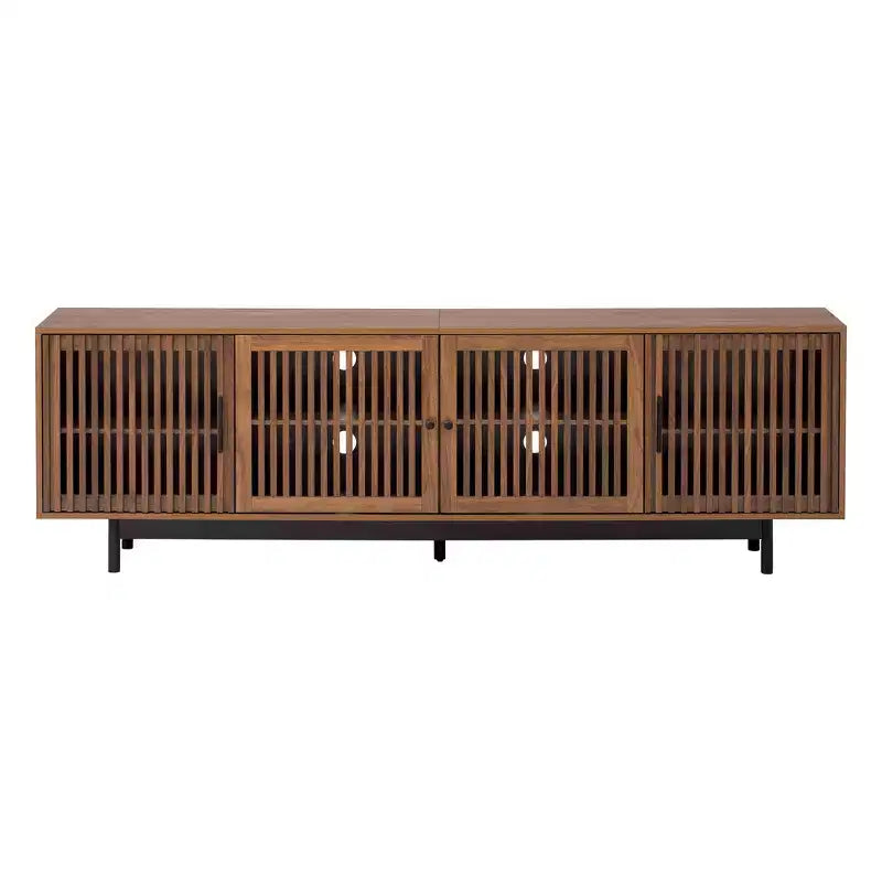 Meuble TV moderne de 78'' pour téléviseurs de 85'', console multimédia, centre de divertissement avec gestion des câbles et charnières à fermeture douce, Noyer - ModernLuxe
