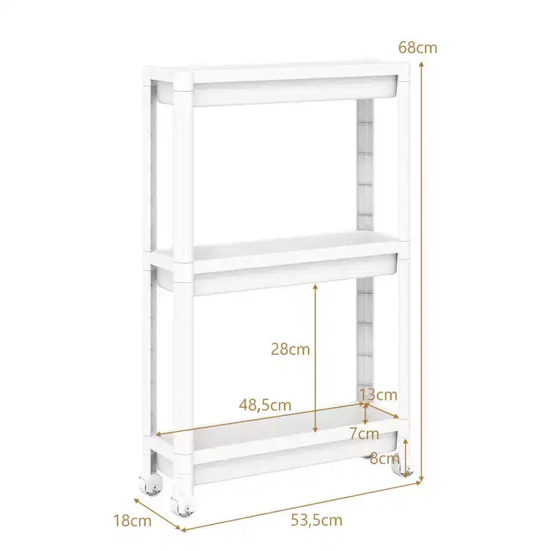 Lot de 2 dessertes roulantes Costway à 3 niveaux, design amovible, avec roulettes, pour cuisine, noir/blanc