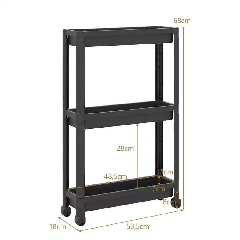 Lot de 2 dessertes roulantes Costway à 3 niveaux, design amovible, avec roulettes, pour cuisine, noir/blanc