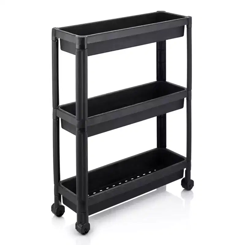 Costway 3-Tier Slim Rolling Storage Cart 2-Pack with Wheels, Detachable Design for Kitchen Black/White
